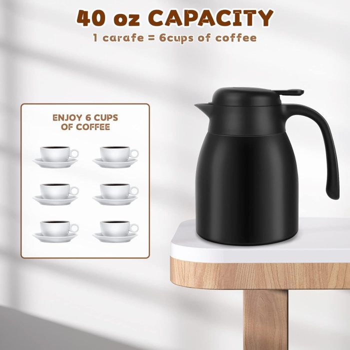SSAWcasa 29oz Thermal Coffee Carafe Stainless Steel Insulated Coffee Thermos, Double Walled ...